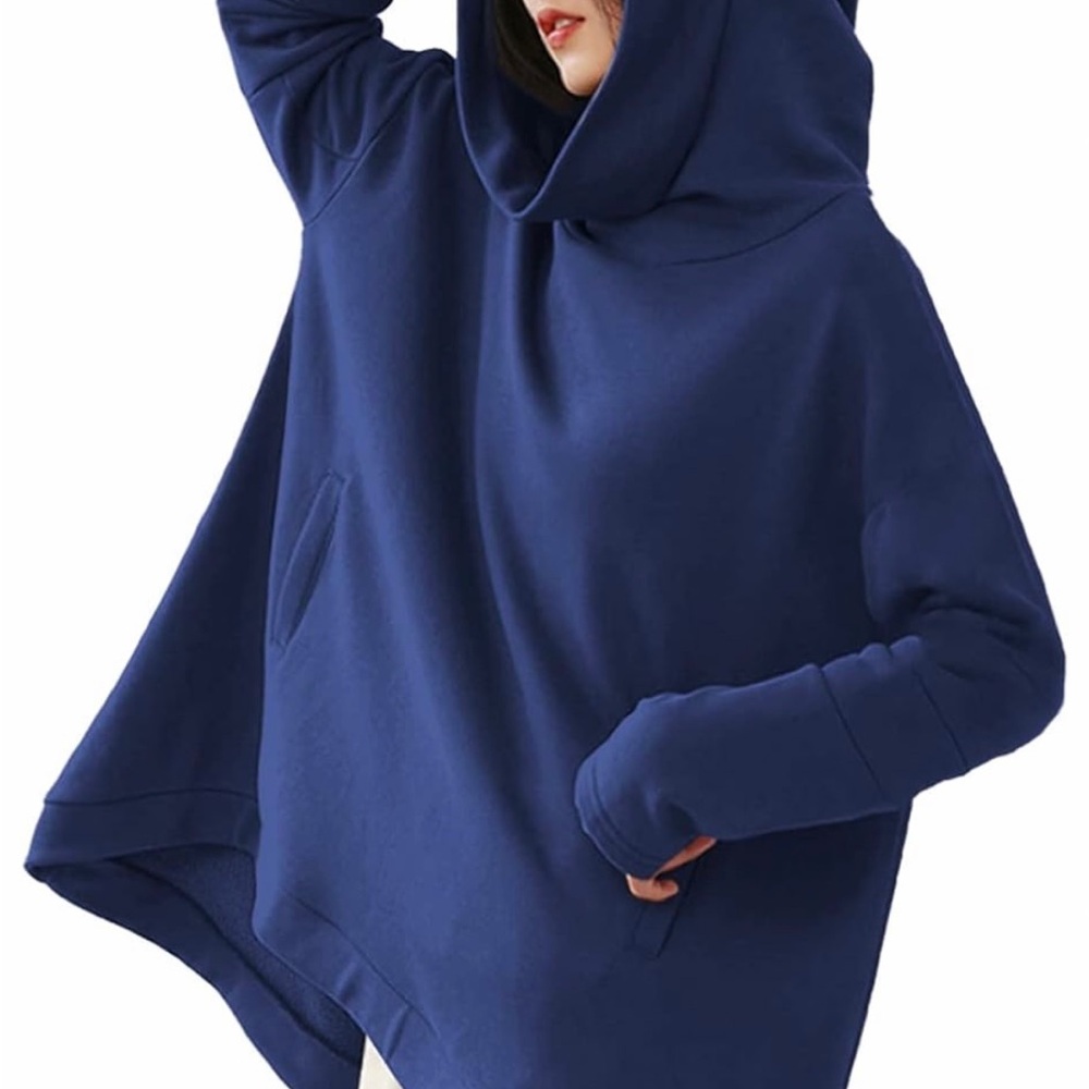 Yesno Women’s Olive Green Hooded Sweatshirt Loose Pullover Cloak Outerwear